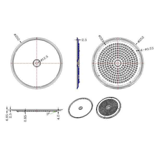 260 компонентов света объектива залива УФО 200В СИД 3030 высоких ПК ранга 45/90 градусов оптически