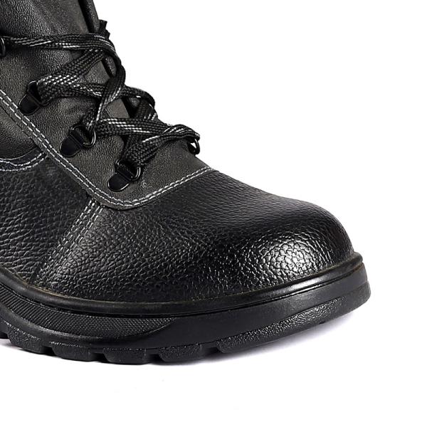 Anti Slip Industrial Work Safety Shoes Rubber Sole Black PU Upper Iron Toe Mid Plate Men Protective