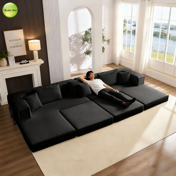 Multifunction Space-Optimized Striped Fabric Compressed Sofa Bed For Living Room Free Combination Furniture