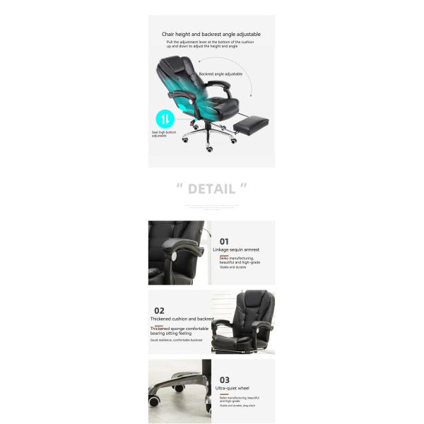 Управленческий стул из черной кожи с подбородком и широкой спиной с регулируемой высотой