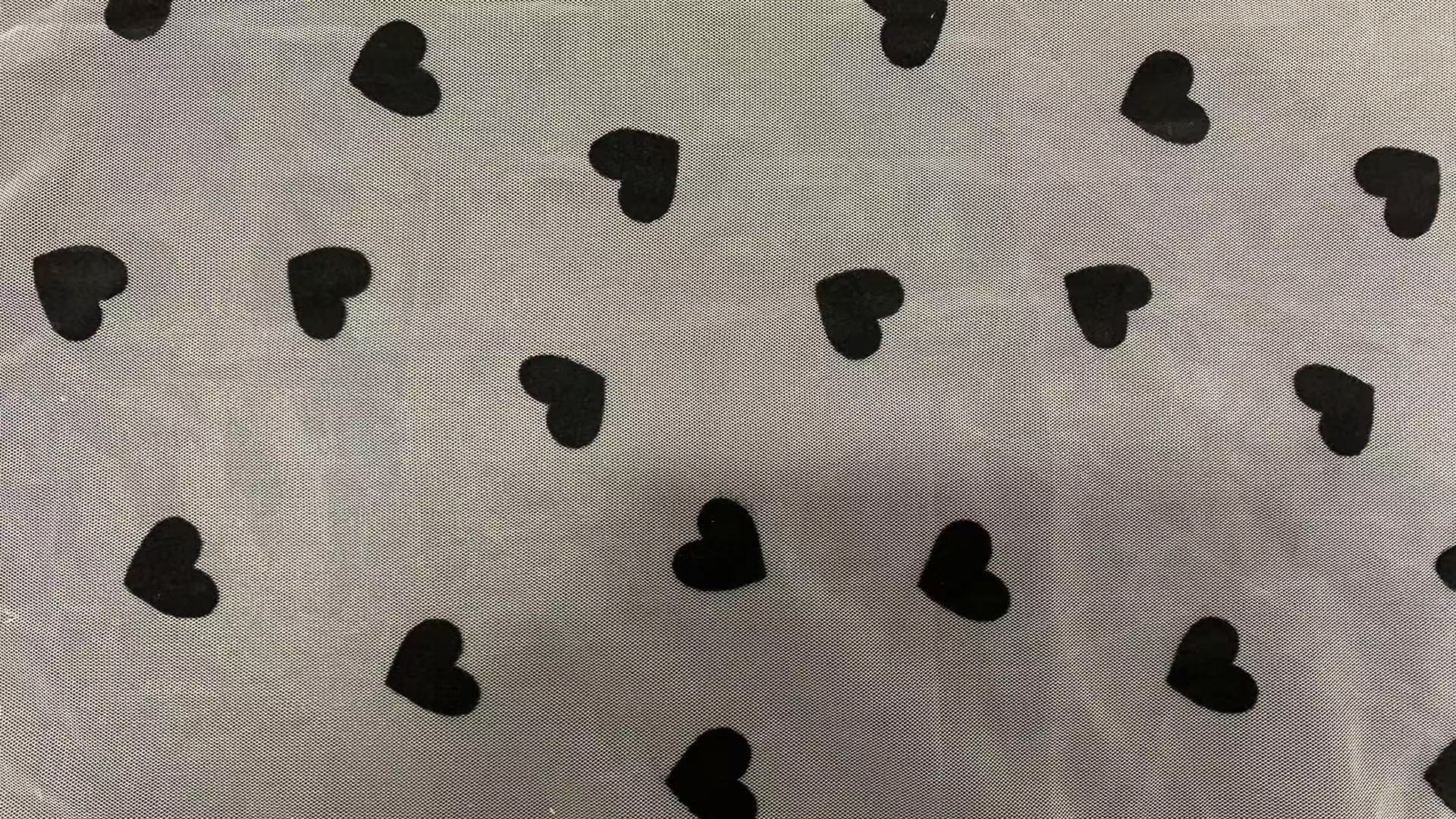 Luxury 100% Polyester Organza Lace Fabric with Black Polka Flocking Dot Print for Home Decor & Clothing