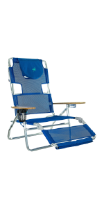 Folding Outdoor Chaise Lounge Chair, 5-Position Adjustable Beach, Sunbathing, Patio, Pool, Lawn, Lay Flat Portable