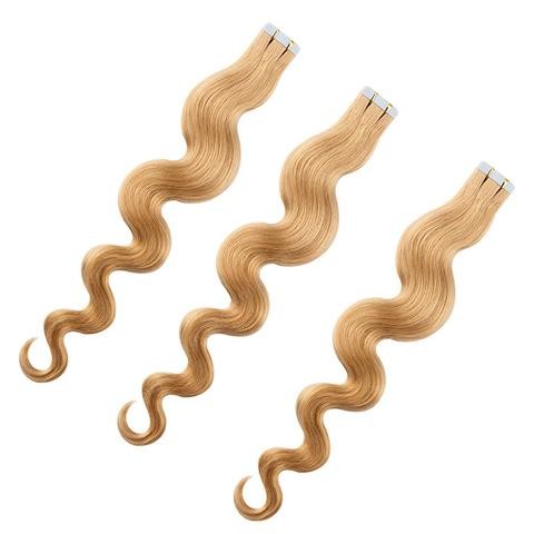 Ginger Blonde Mongolian Remy Hair Extensions , Seamless Tape In Hair Extensions