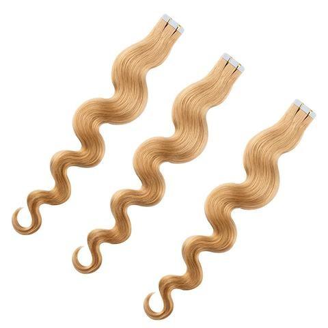 Ginger Blonde Mongolian Remy Hair Extensions , Seamless Tape In Hair Extensions
