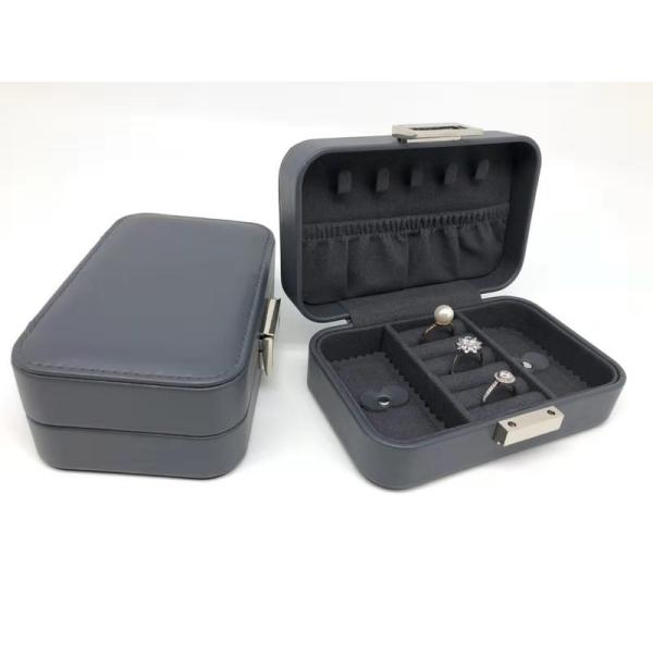 Small Size Portable Travel Jewelry Box Leather Material With Form Insert