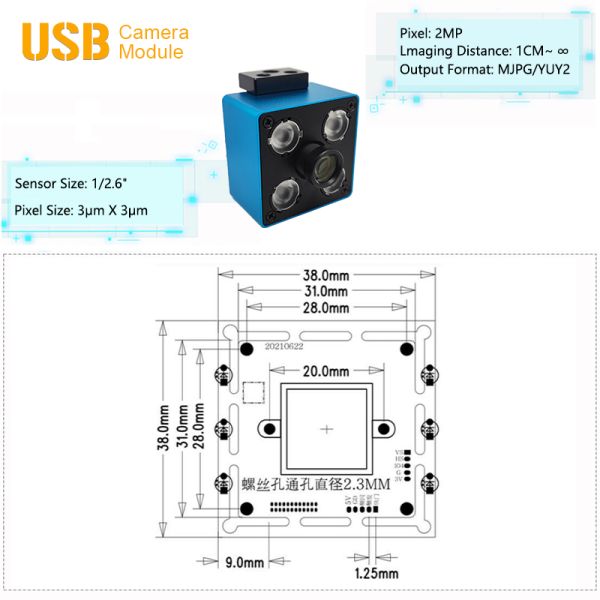 Global Shutter LED Color/Mono CMOS Sensor AI USB Camera Module