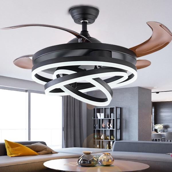 Iluminación moderna de fábrica de dormitorios Invisibles con ventilador y control remoto