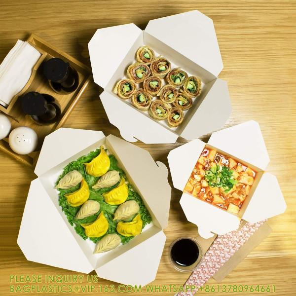 110 oz Paper Take Out Containers White Lunch Meal Food Boxes #1, Disposable Storage To Go Packaging