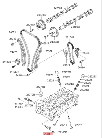 Oil Flow Control Valve 24355-2G500 Sensor Parts Hyundai Genesis Santa Fe Sonata Tucson