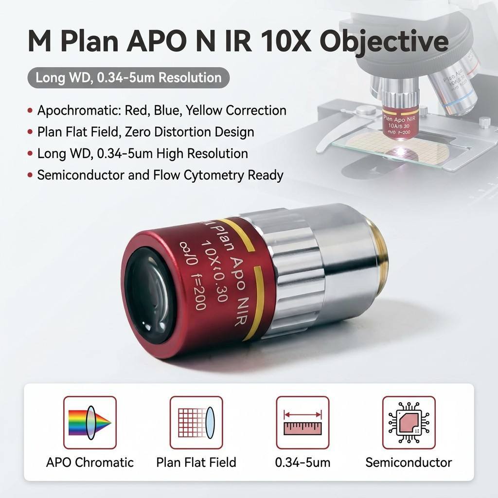 Supplier 10X M Plan APO Objective Lens IR Long WD for Semiconductor Inspection