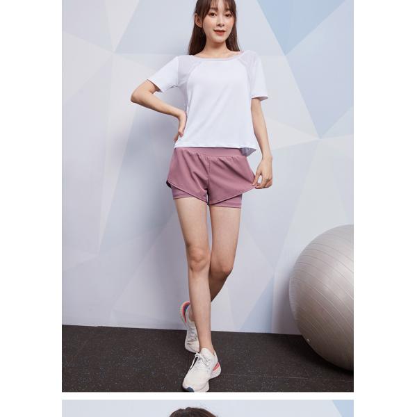 180g Women'S Athletic Clothing Mesh Splice Short Sleeve Round Neck T Shirt