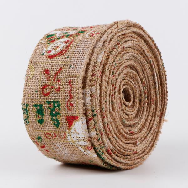 Stock Jute Burlap Ribbon for Gift Wrapping Solid Color Decorative Ribbon Christmas