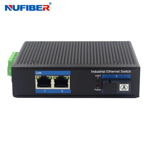2 RJ45 Simplex SM 1310nm / 1550nm 20km SC Fiber Media Converter Unmanaged Industrial Switch