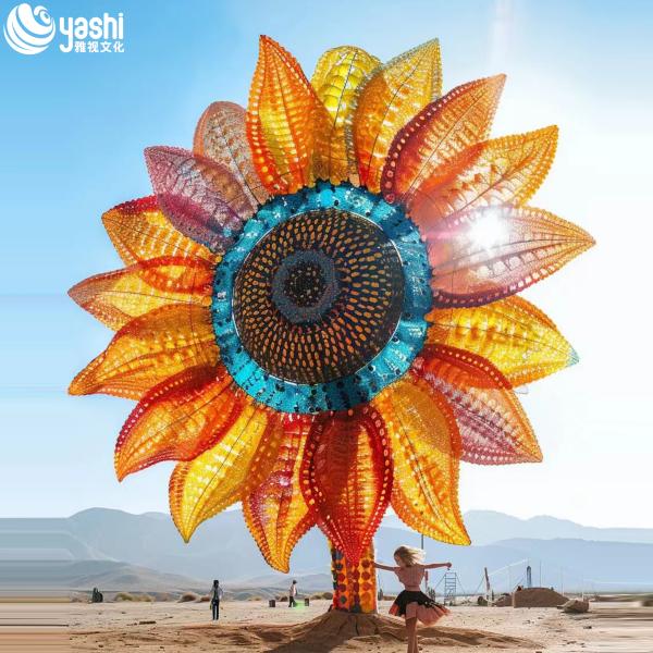 Realistic Sunflower Artificial Flowers for Garden Outdoor Decoration