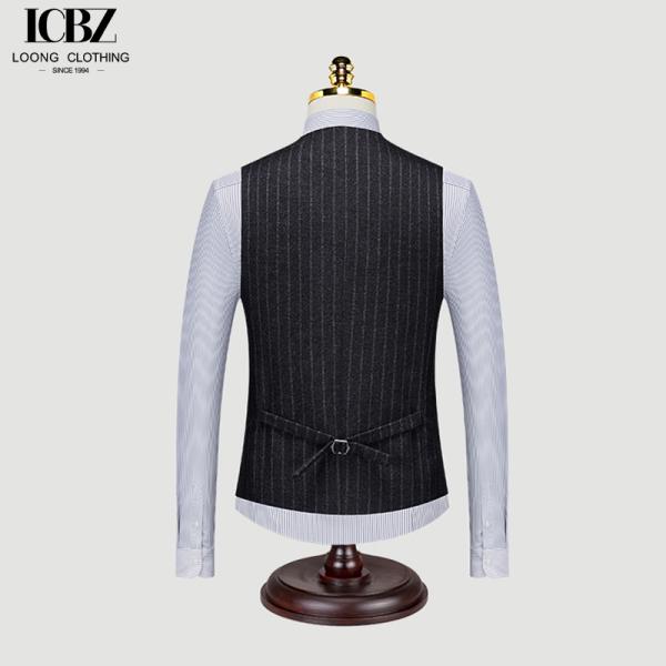 Осенний британский ретро серый полосатый костюм жилет для мужчин деловой случайный жених свадьба