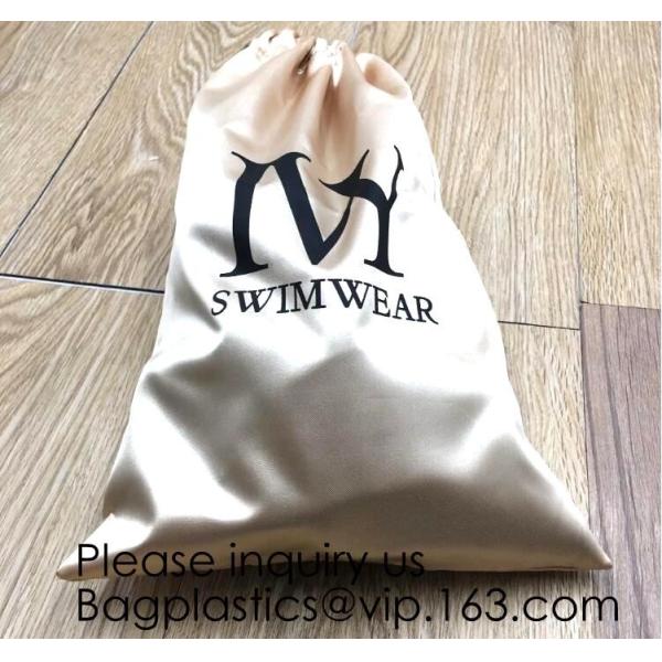 Satin Gift Bags Wedding Favor Drawstring Bags Baby Shower Christmas Gift Bag,Customized Logo Thick Gold Satin Hair Exten