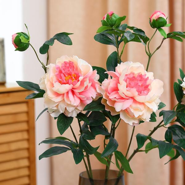 Simulated Peony Flower Wedding Chinese Red housewarming Decoration Living Room Plastic Ornament Peony Flower Simulated Flower