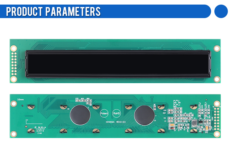 OLED004002A Black Film, 40x2 Character OLED LCD Display, WS0010 Controller, Parallel Port,154.4x16.5mm View Size,Working Temperature -40+80 Display