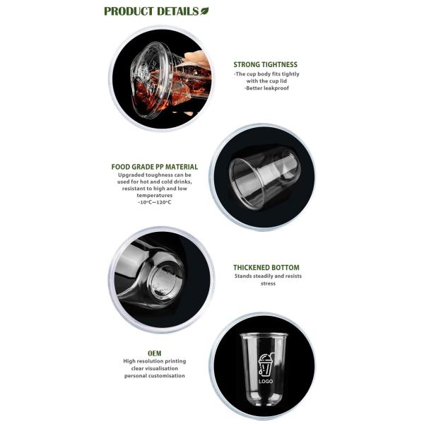 US Custom Logo Disposable Plastic Cold Coffee Cup with Customized Design and Logo