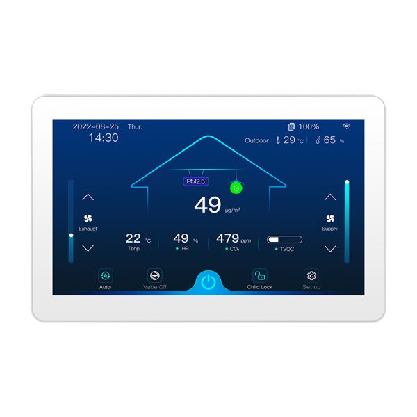 7 Inch LCD Color Touchscreen Smart HVAC Controller With Fresh Air Ventilation System