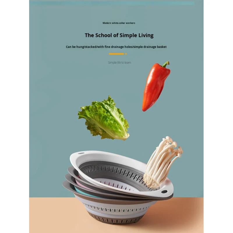 Wholesale Folding Eco-friendly Reusable Vegetable Plastic Drain Basket Simple Style Storage for Home Kitchen Use