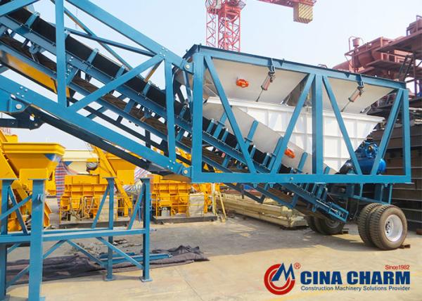 CE Approved Concrete Mixing Plant 52KW With Lift Hopper Feeding Mode