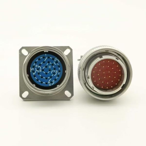Stainless Steel Aviation Plug Connector 32Pin Plug And Jack Connector with 1500V Withstand Voltage and -55℃~+200℃ Working Temperature