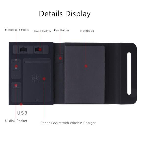 Тетрадь в твердом переплете мягкой кожи А5 Пу, подгонянная тетрадь беспроводной зарядки