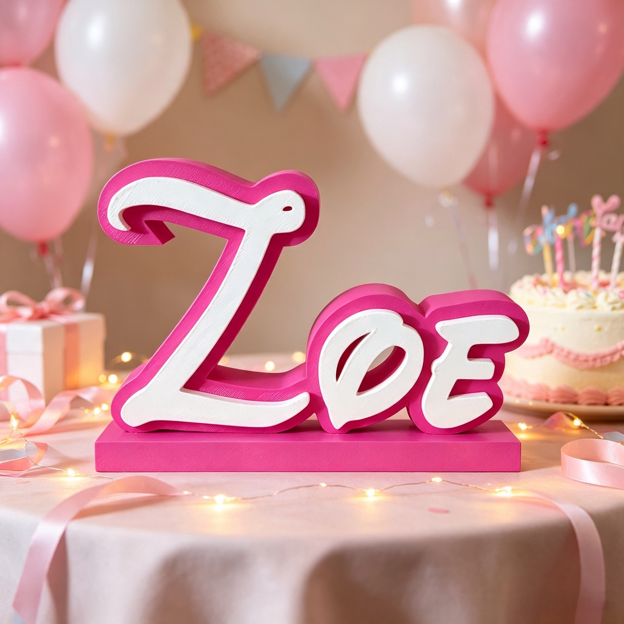 Name Sign Custom 3d Print Order Pink Two Tone Desktop Letter Ornament
