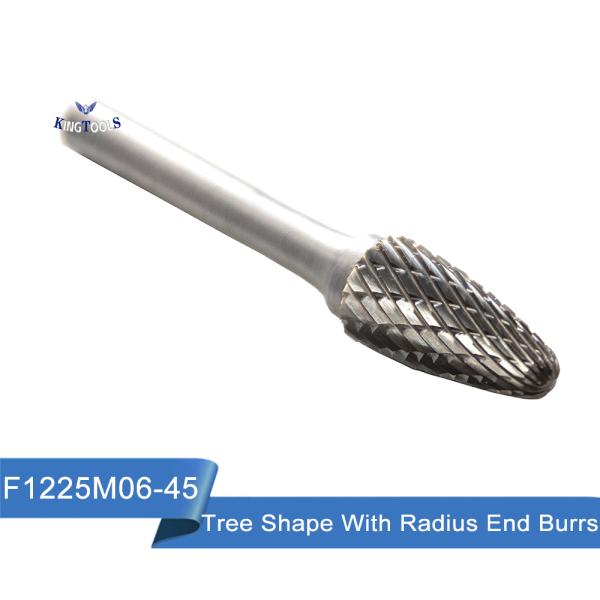 SF-5 Double Cut Tree Shape Radius End Burrs File 1/4'' Shank 45mm Length Tungsten Carbide Rotary Burrs
