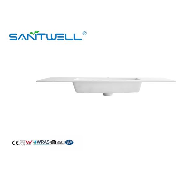 Тазов камня OEM SWJ1200 раковины Полу-счетчика формы прямоугольника Matt приемлемых искусственных легкие чистые белые