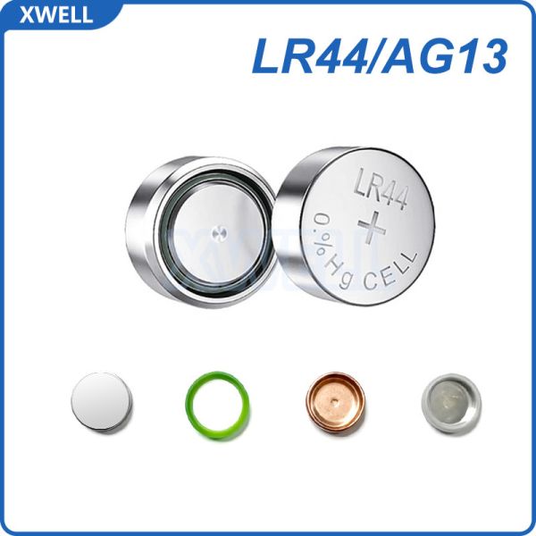 Kit de boîtier pour pile bouton LR44/AG13 avec pile bouton alcaline 1,5 V pour petits appareils électroniques - Diamètre 11,6 mm et épaisseur 5,4 mm