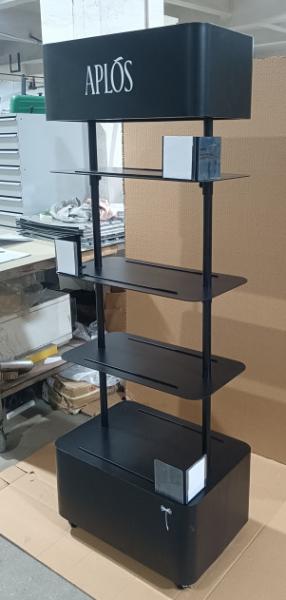 Multiple Tiers Bottle Display Rack Black Custom Retail Racks Powder Coating
