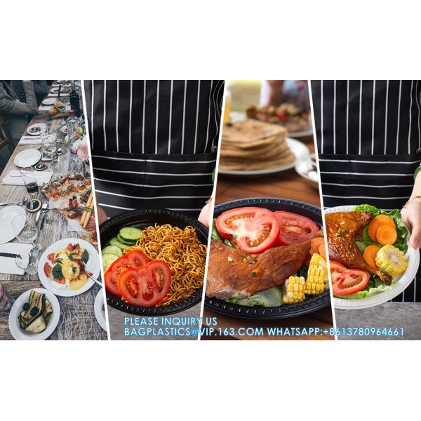 White Plastic Plates, 9 Inch 3 Compartments 150 Pack Food Grade Material BPA Free Reusable Dinner Plates