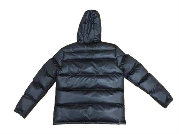 Black Mens Hooded Padded Jacket Mens High Shine Parka Coat Lightweight