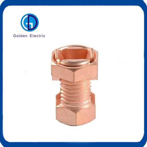 Small Size Brass Coated Grounding Split Bolt Flame Retardant Easy installation