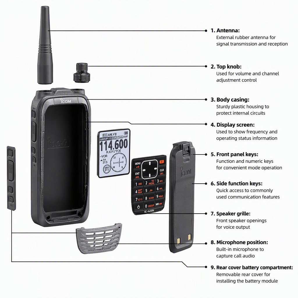ICOM IC-A25C 6W Power VHF Air Band Transceiver with Built-in GPS and Bluetooth Walkie Talkie