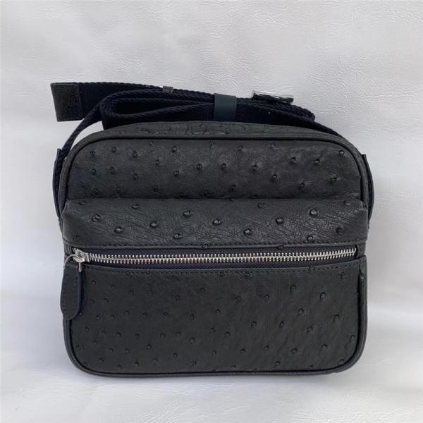 Authentic Real Ostrich Skin Men Small Flap Purse Genuine Exotic Leather Cross Shoulder Bag Male Casual Messenger Bag