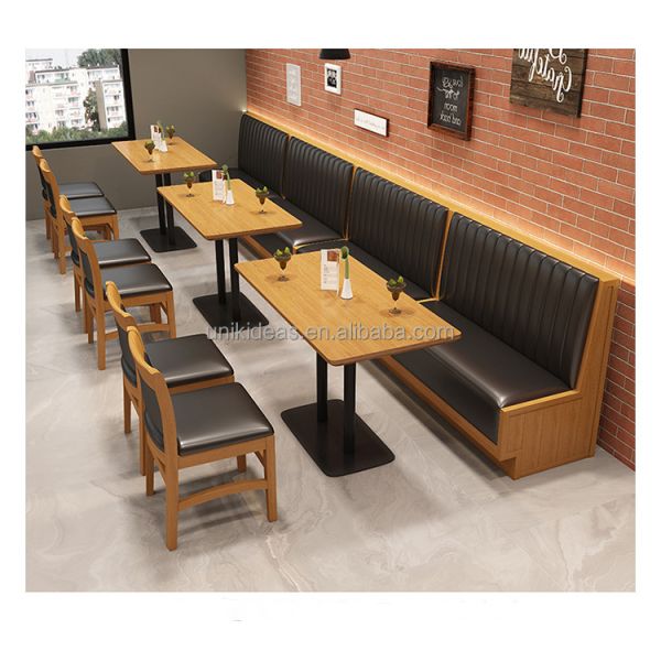 High Quality Factory Furniture Cafe Restaurant Tables and Chairs Custom Wooden Dining Table Booth Seat Sofa for Hotel Bar