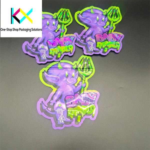 Rotogravure Printed Resealable Plastic Edible Cut Die Ziplock Pouch 3.5g 7g 14g Special Shape