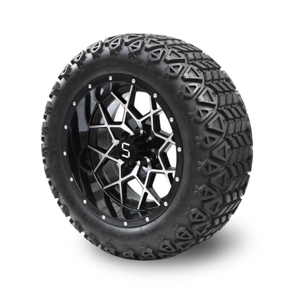 Golf Cart 12''/ 14'' Machined/Glossy Black Aluminum Alloy Wheels 4x4 Bolt Pattern