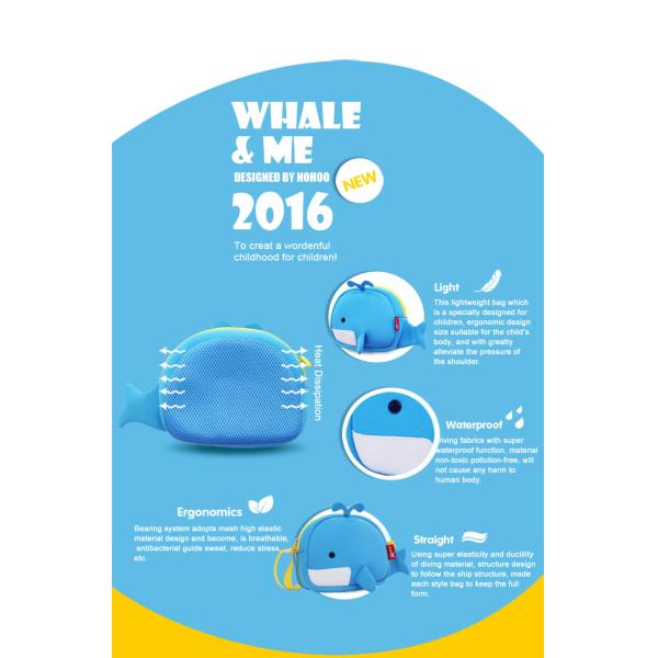 Whale Design Kids Sling Bag Softback Waterproof Neoprene Material 