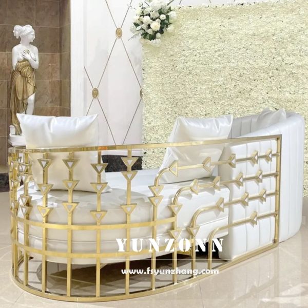 Luxury Gold Frame Hotel Chairs for Weddings Latest Designer Sofa with Leather Material for Home Furniture Living Room Apartment