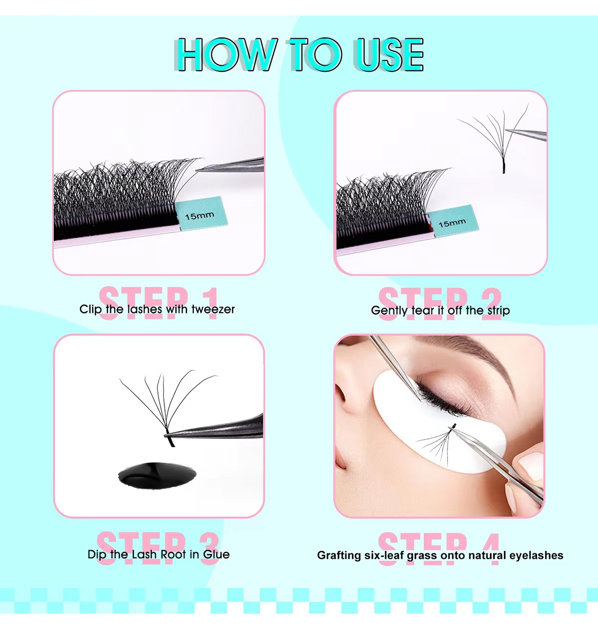 6D 8-15MM D Curl Volume Eyelashes Extension Trays Custom DIY Packaging Private Label