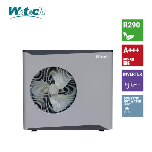 Wotech 220V 15kw Air To Water Heat Pump Monoblock R290 Euro Standard DHW Heat Pump