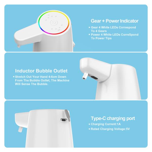 450ML Plastic Refillable Foaming Soap Dispenser 119*81*204mm For Home And Office Use
