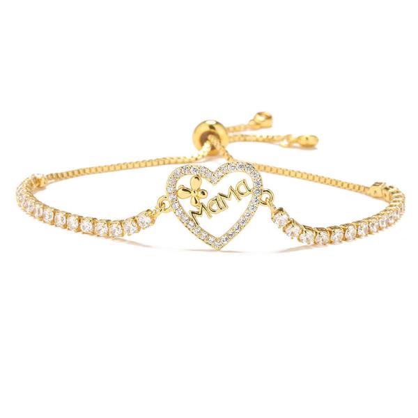 o ouro 18k chapeou a corrente frisada ajustável do tênis do bracelete de Diamond Custom Letter Mothers Day