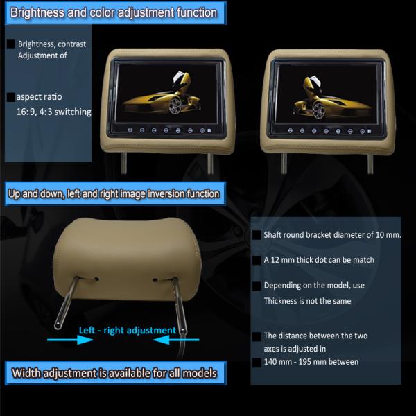 High Resolution Portable Headrest Monitors , Car Pillow Monitors Low Power Consumption
