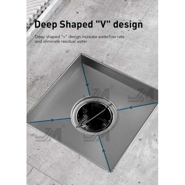 Square Shower Floor Drain Brushed 304 Stainless Steel Material