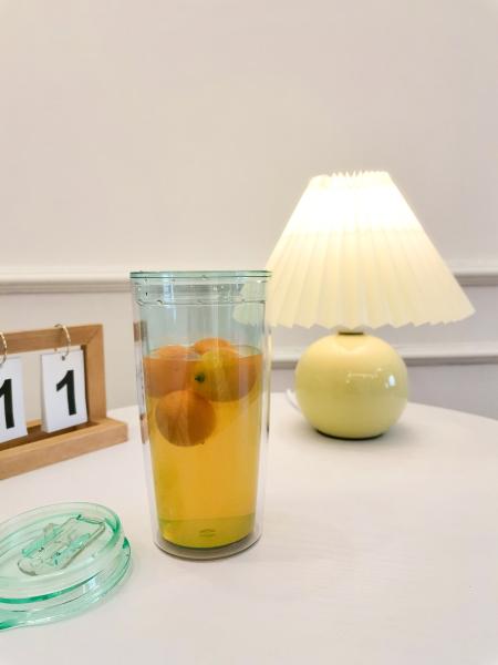 再生可能プッシュプレートカップ RPS フレッシュアンドライト レモネード 二層式フルーツティーカップ 530ML GRS認証